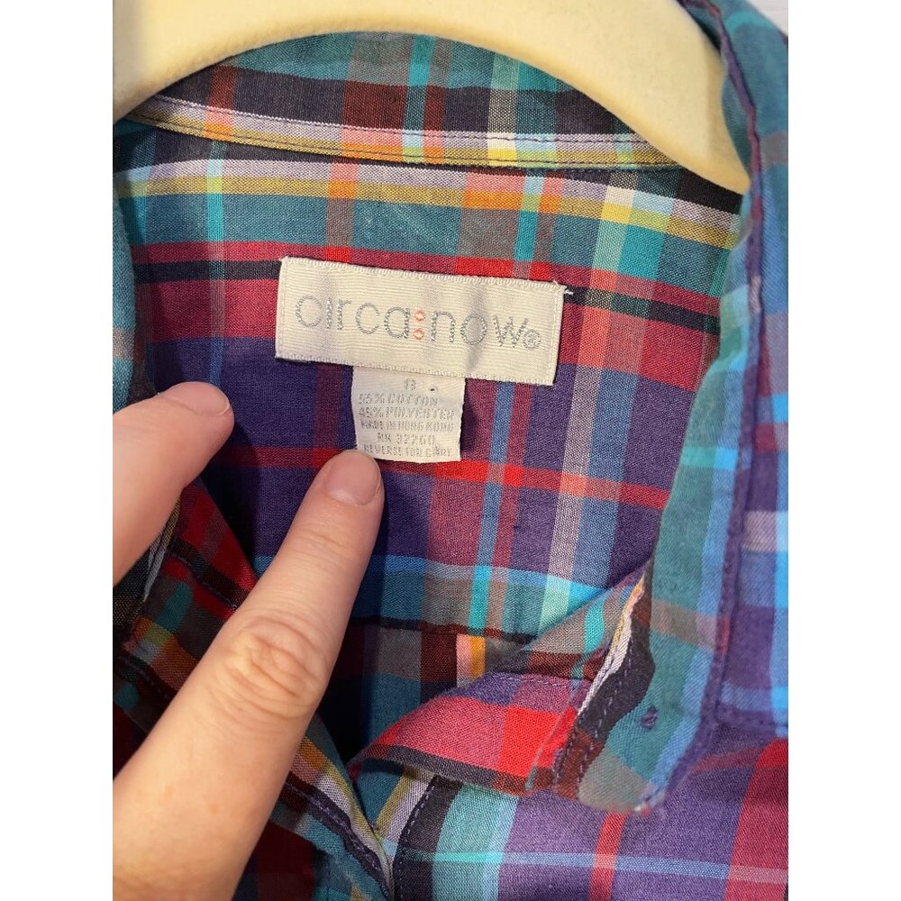 Vtg Circa Now Womens Plaid Button Up Top Size 8 Preppy 90s Colorful Timeless Y2K - Picture 8 of 10